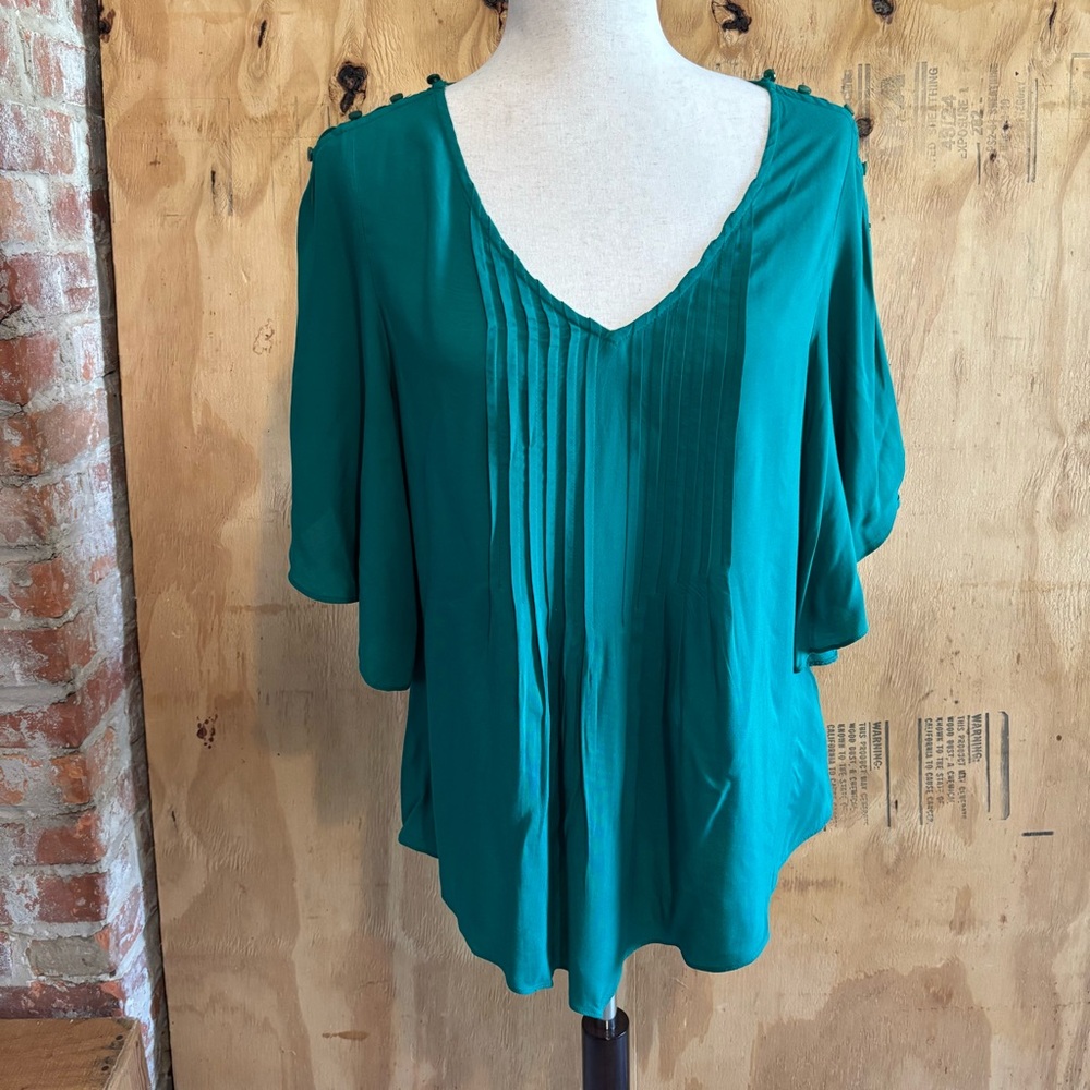 Maeve Anthropologie Maya Green Flutter Sleeve Tank Top Blouse Sz 8